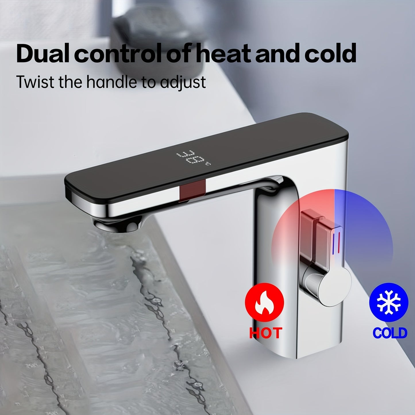 Modern Touchless Bathroom Faucet with LED Temperature Display