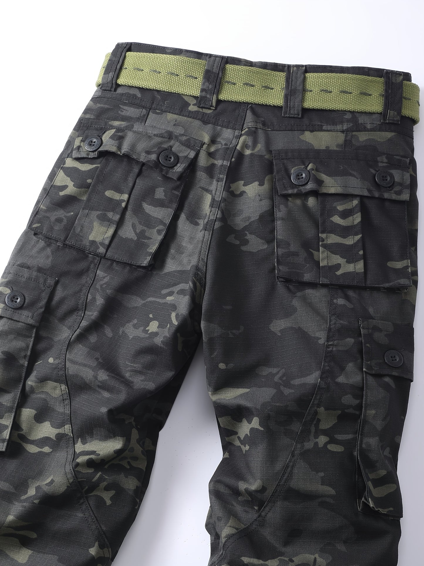 Men's Camo Cargo Pants - Lightweight, Ripstop, Multi-Pocket Design - No Belt Included