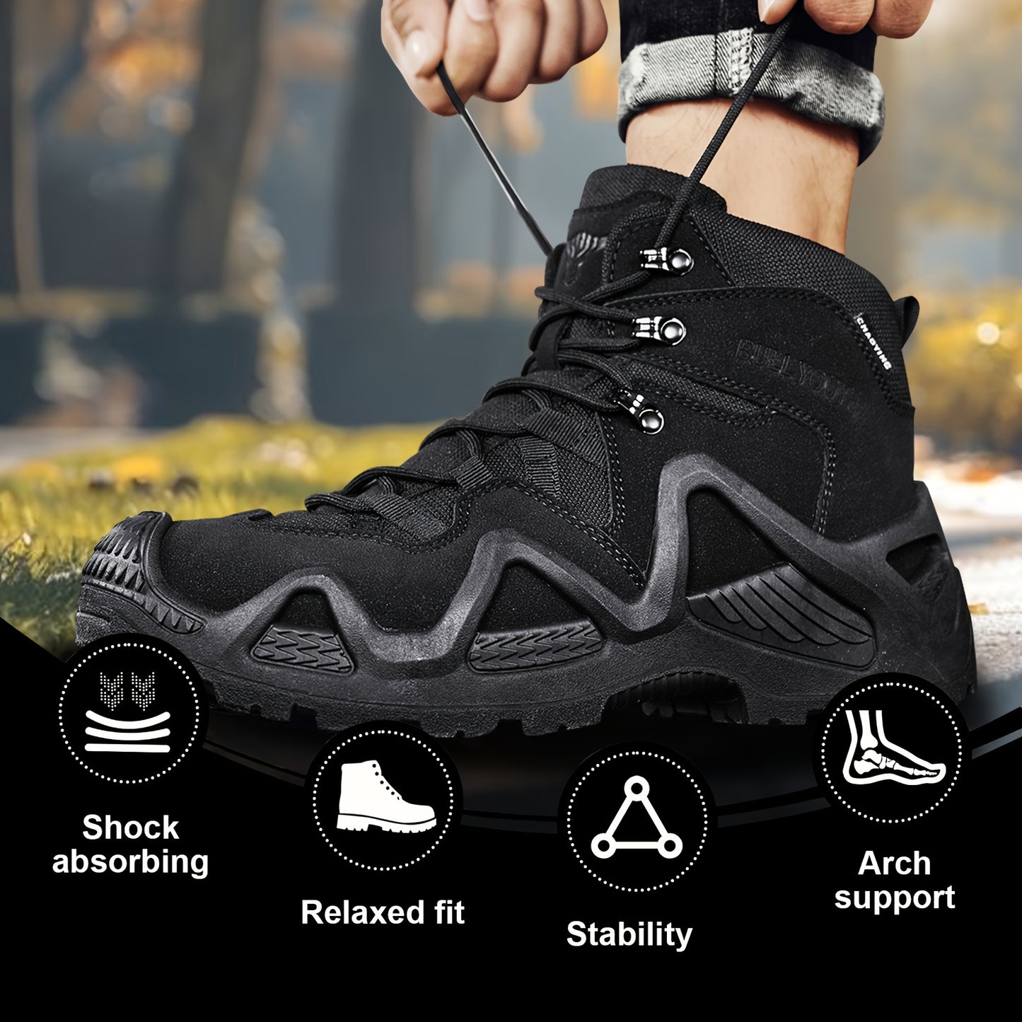 Men Boots, Waterproof, Comfortable, Slip Resistant, And Durable Lace Up Shoes