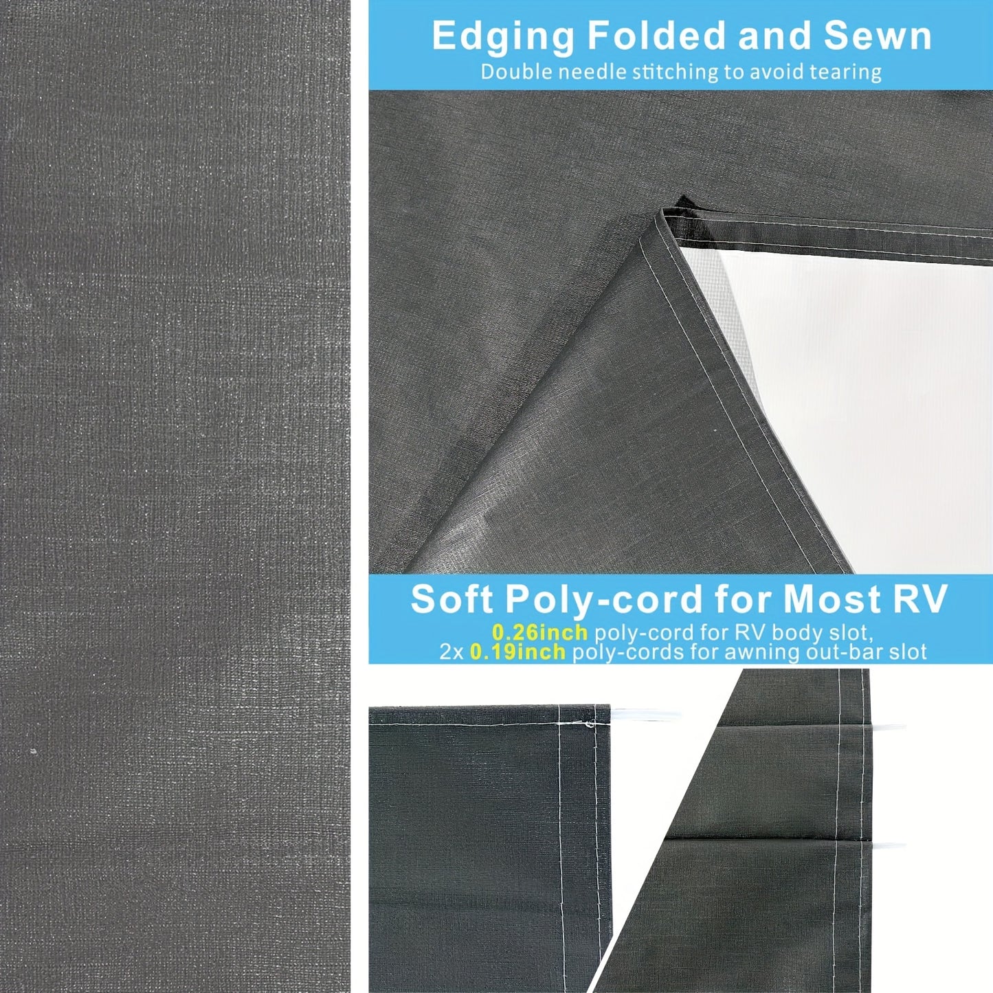 RV Awning Fabric Replacement Heavy Duty 16 Oz Vinyl Fabric Awning, Double-Sided Coating Universal Awning, Replacement For All Trailer