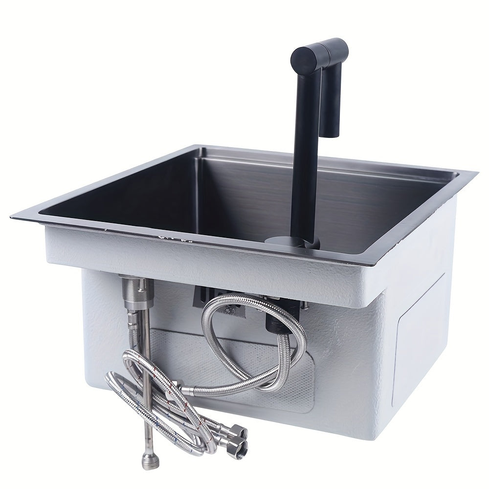 RV Kitchen Sink Bar Sink With Folding Faucet, Cover, Drain Pipe And Strainer Full Set