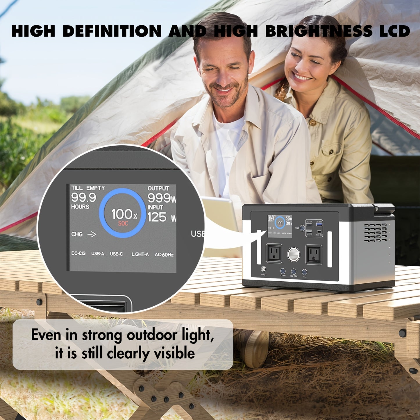 700W 577WH Solar Generator Watt Portable Power Station LiFePO4 Battery, With 120V AC Socket