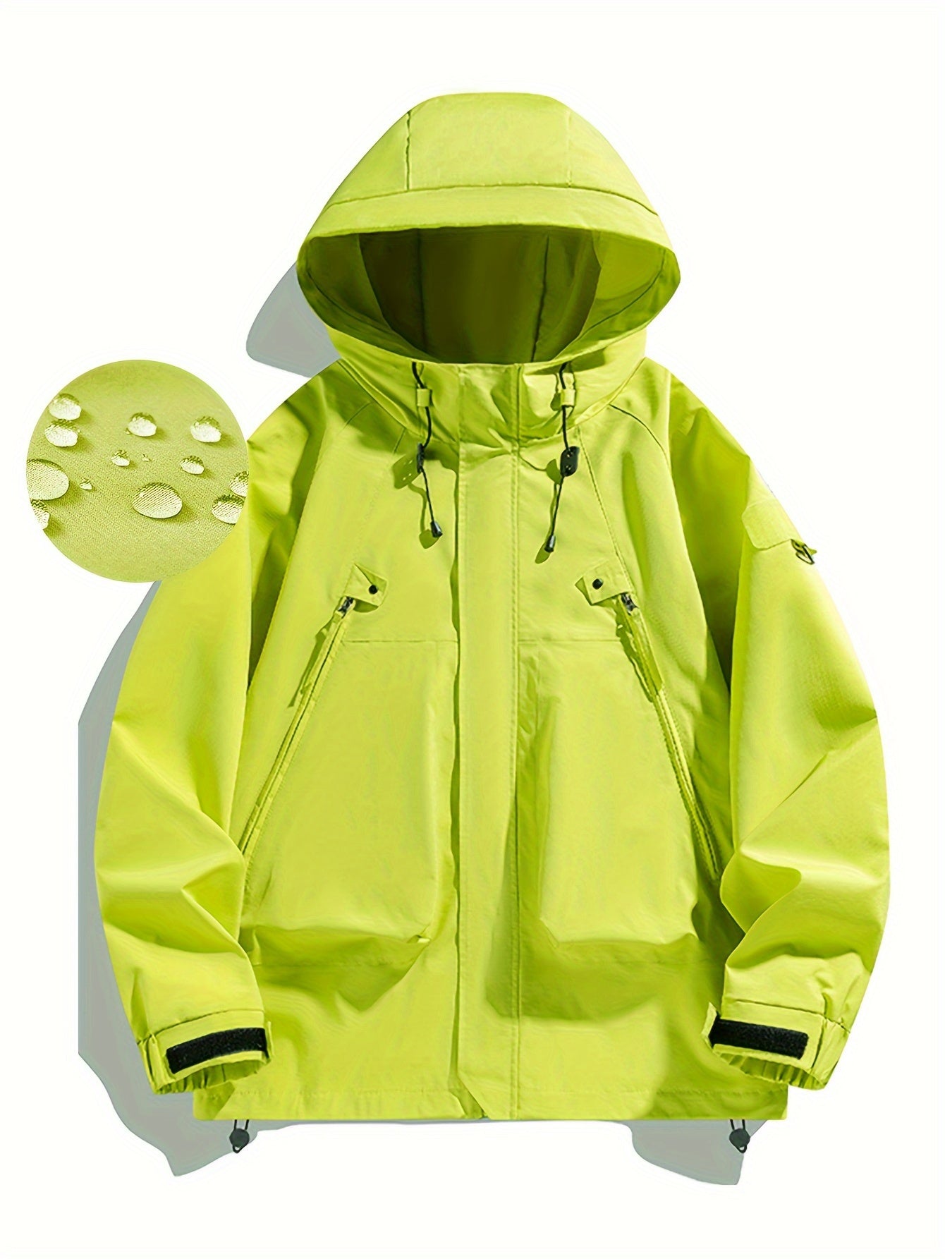 Women's Water Resistant & Windproof Hooded Jacket, Zipper Pocket Loose Top