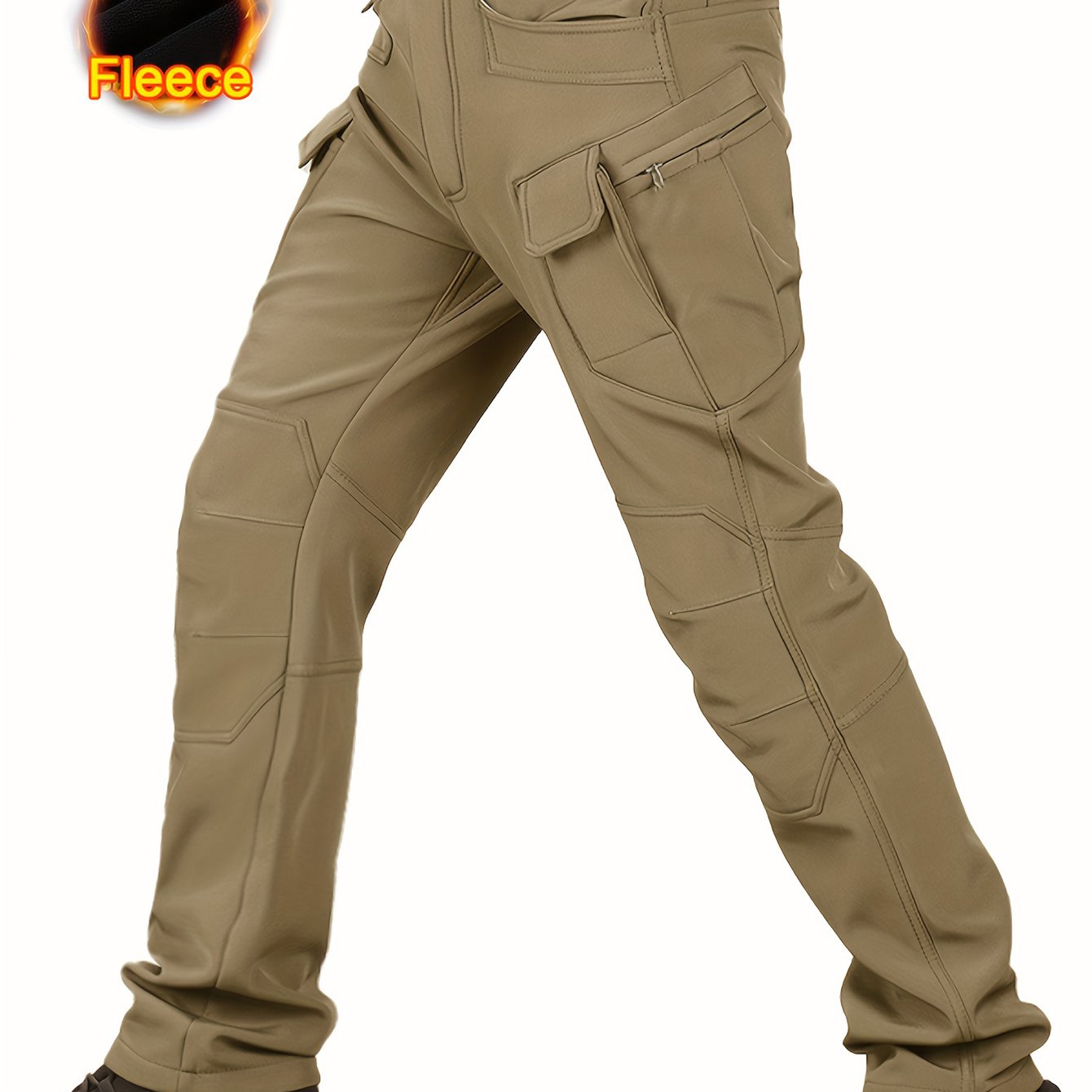 Tooluck Autumn and Winter Men's Fleece Soft Shell Pants | Waterproof and Windproof