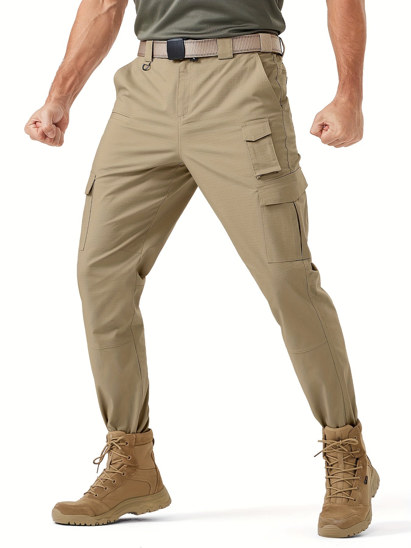 Plus Size Men's Tactical Hiking Pants With Carabiner Water Resistant Ripstop