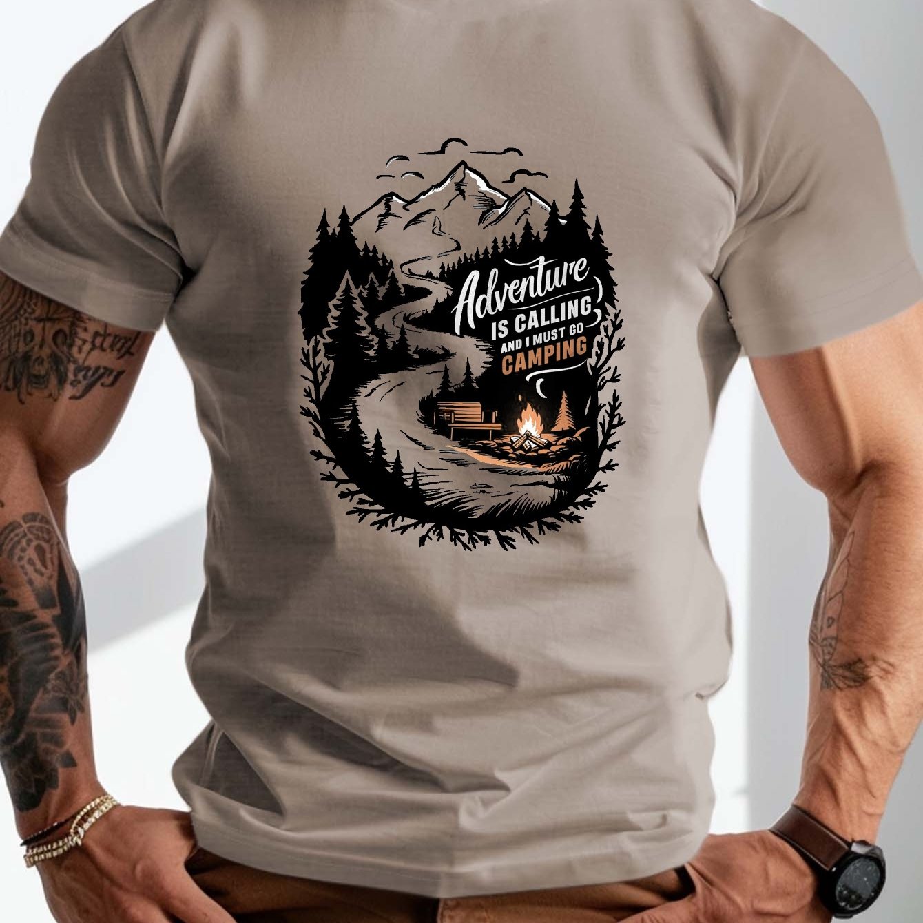 Big & Tall Men's Adventure Camping Graphic Tee - PLUS SIZE