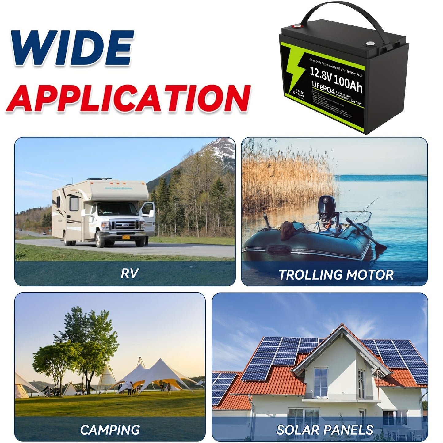 12.8V 100Ah LiFePO4 Battery, Group 31 Lithium Battery With 100A BMS Low Temperature Protection 1.28kWh, Up To 15000 Deep Cycles