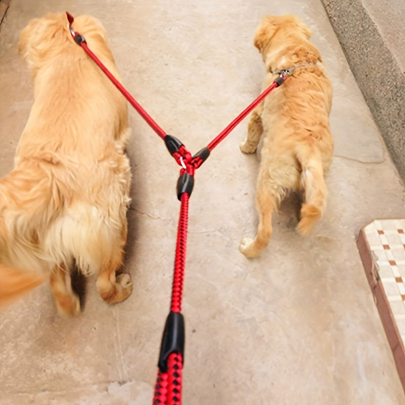 Heavy-Duty Braided Dual Dog Leash with Comfort Grip Handle