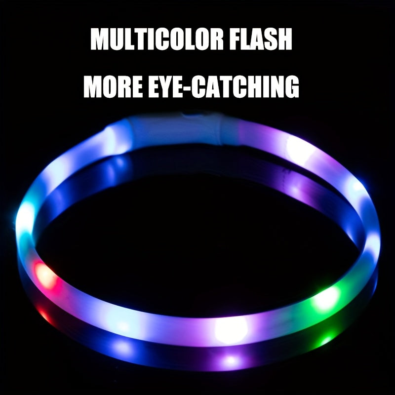 LED Cat Dog Collar, USB Rechargeable Flash Dog Necklace Light, Pet Safety Collar Makes Your Beloved Dogs Be Seen At Night