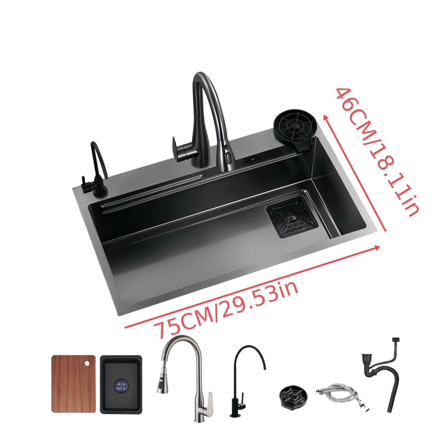 Large Sink, Equipped With Detachable Faucet, Advanced Drainage Filter And Accessories