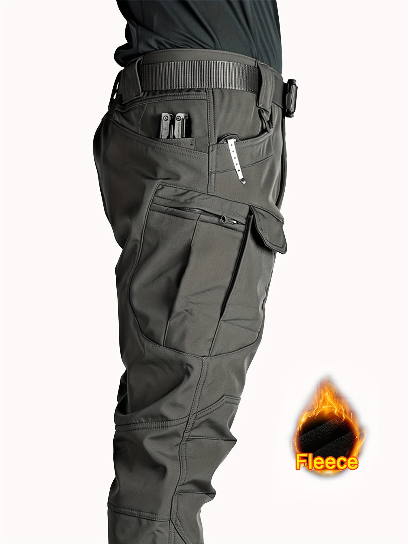 Men's Multi Pocket Fleece Warm Tactical Pants