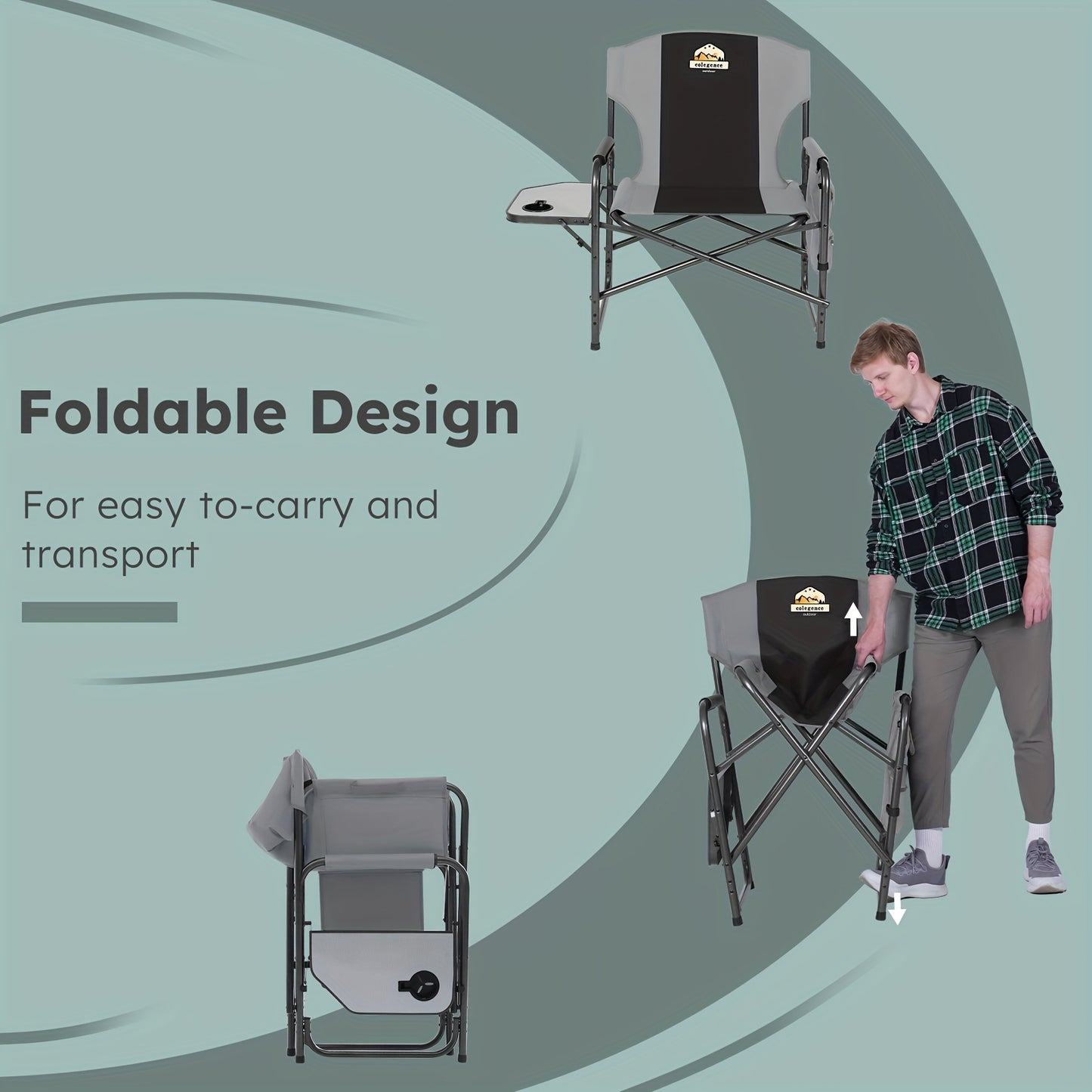 [600 Lbs Capacity Ergonomic Chair] Durable Build| Colegence XXL Oversized Director's Chair, 600 Lbs Capacity