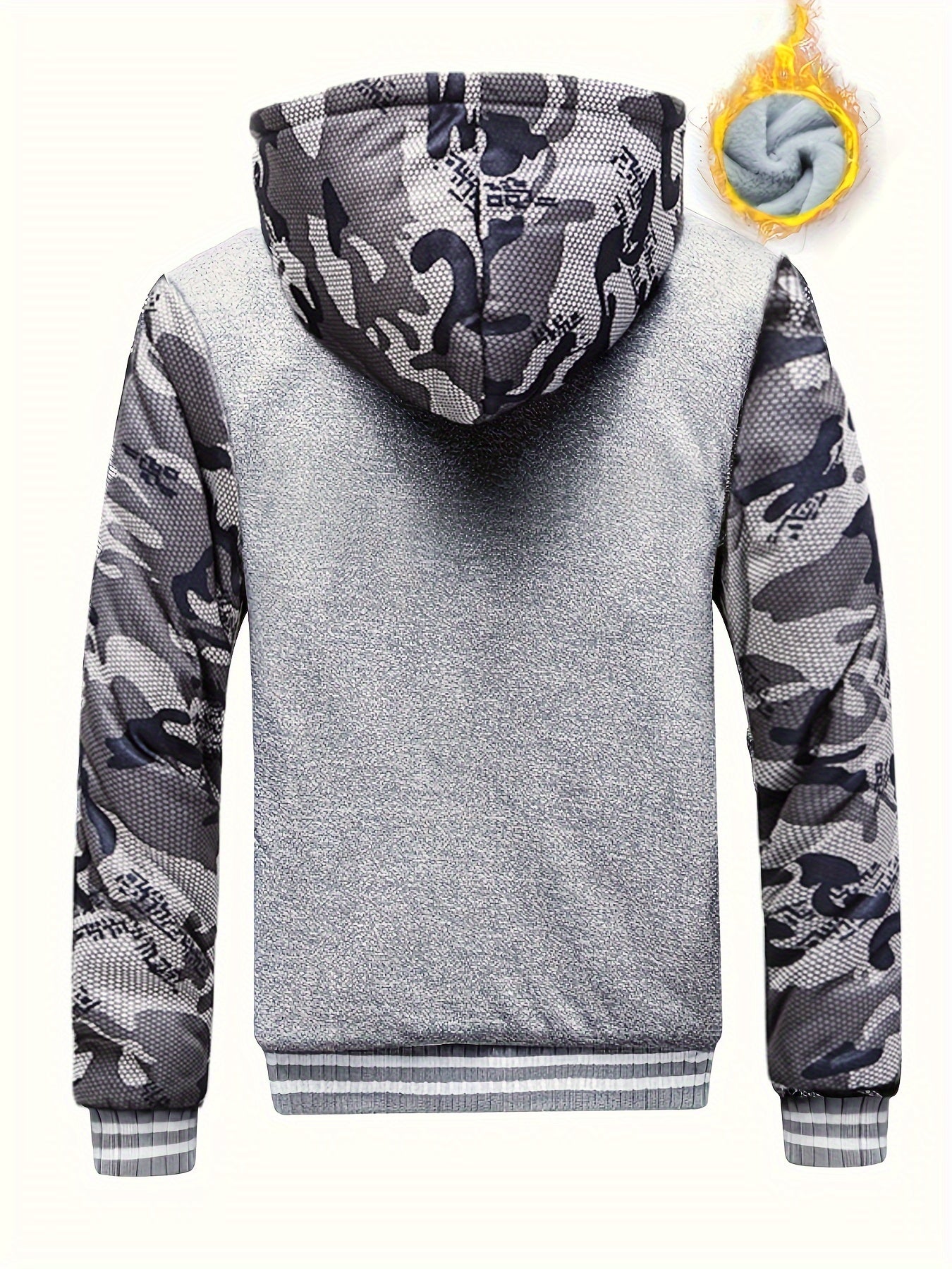 Thick Warm Camo Fleece-Lined Hoodie - Women's Zip-Up Activewear Jacket with Pockets