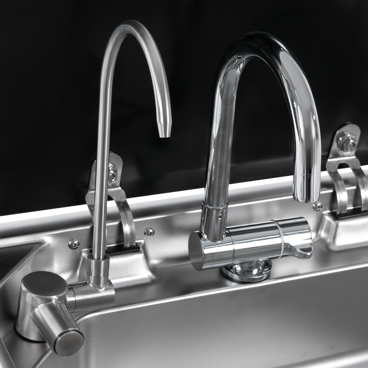 Spacious Stainless Steel RV Kitchen Sink - 17.83x12.8" with Hot & Cold Water Faucet