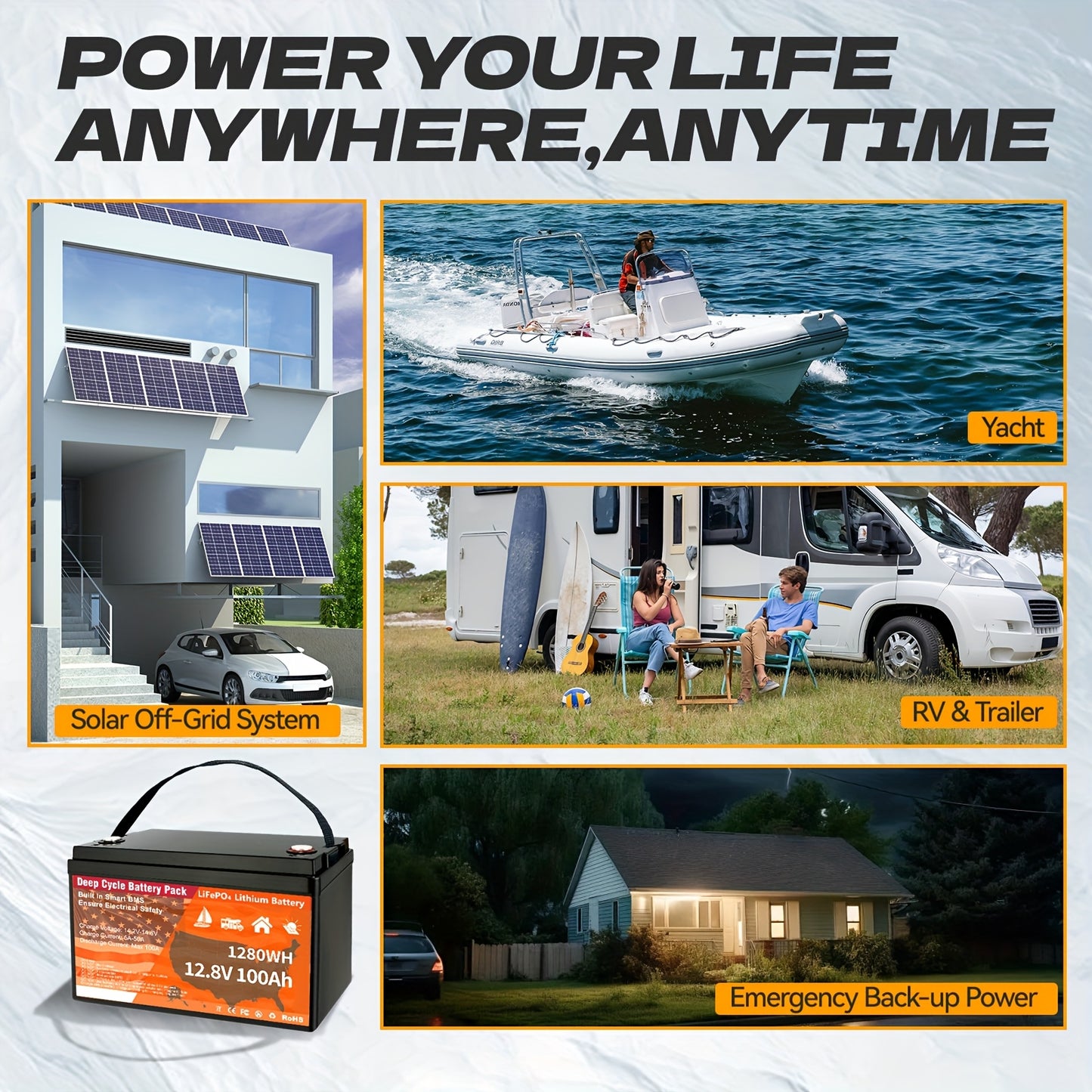 12V Lithium Battery 100AH With BMS And 8000 Deep Cycles