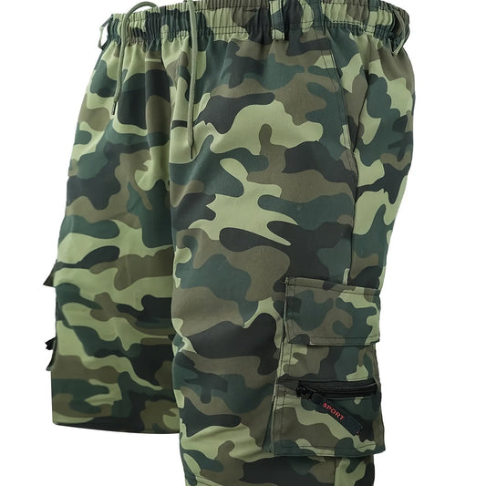 Men's Outdoor Tactical Shorts, Summer Casual Sports Drawstring Shorts With Multiple Pockets