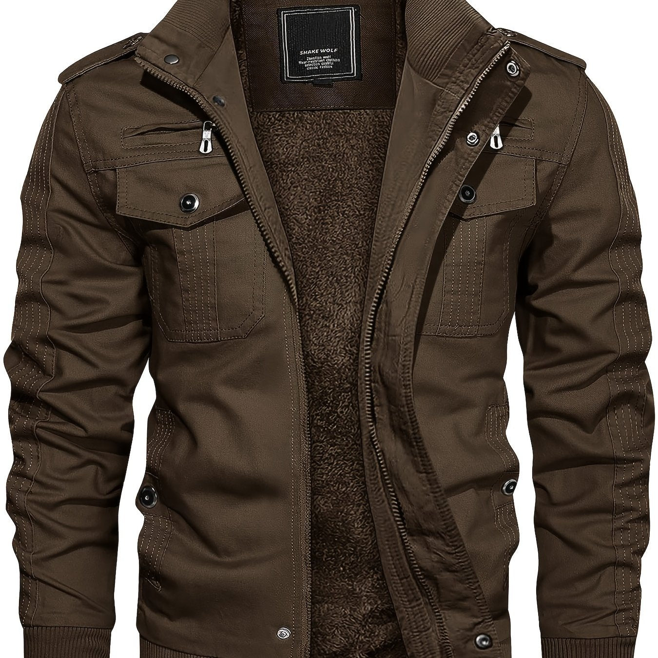 Men's Fleece Jacket And Coat Winter Full Zip Multi-Pocket 2 Chest Pockets 2 Side Pockets And 1 Inner Pocket Fleece Lined Windproof