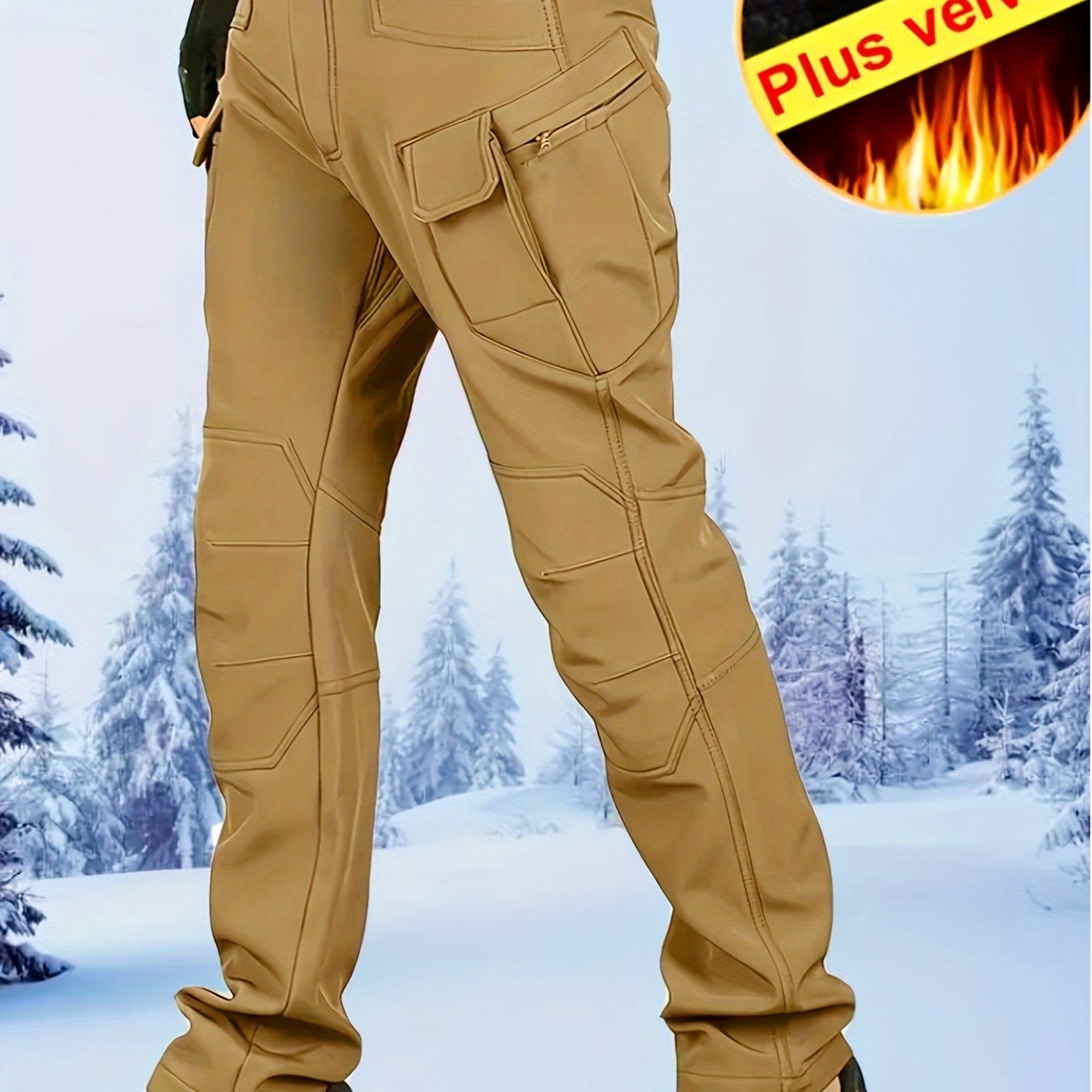 Men's Fleece Lined Ultimate Thermal Tactical Pants - Waterproof, Windproof, Multi-Pocket, Loose Fit