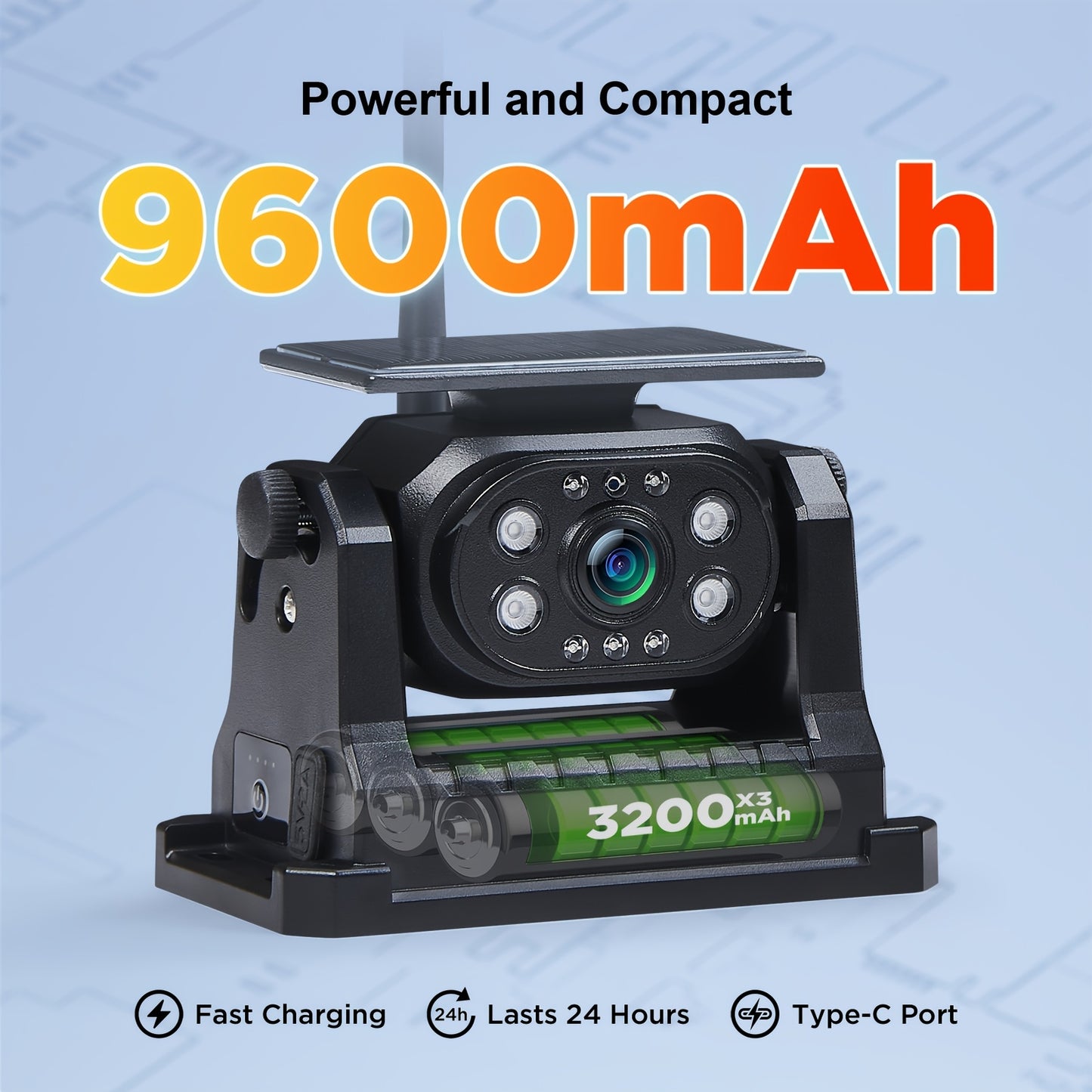 Solar Wireless Magnetic Backup Camera, Battery Powered Rechargeable, Rear View Hitch Camera With 7 Inch 1080P Monitor System