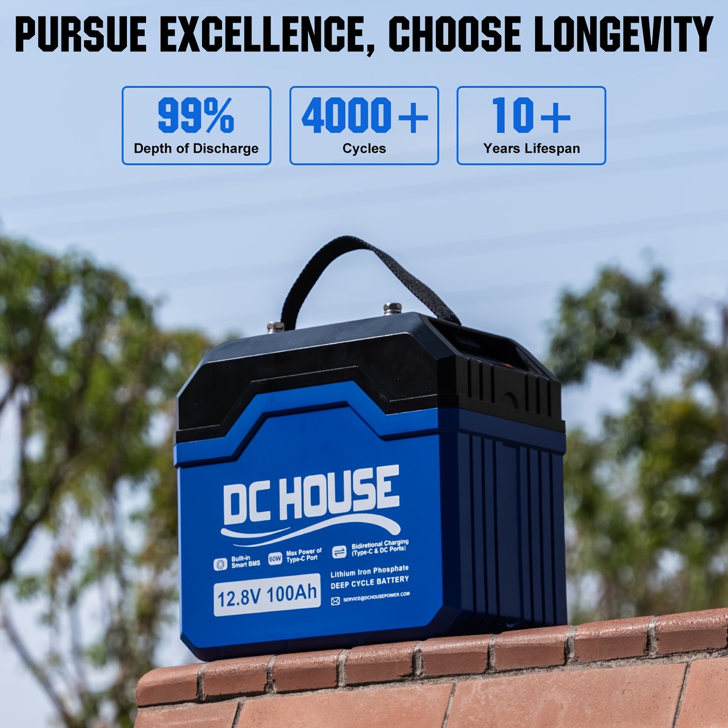 12V 100Ah Upgrade LiFePO4 Lithium Battery, 1280W, With Type-C Ports, 5000+ Deep Cycles Battery For Off-Grid Solar System