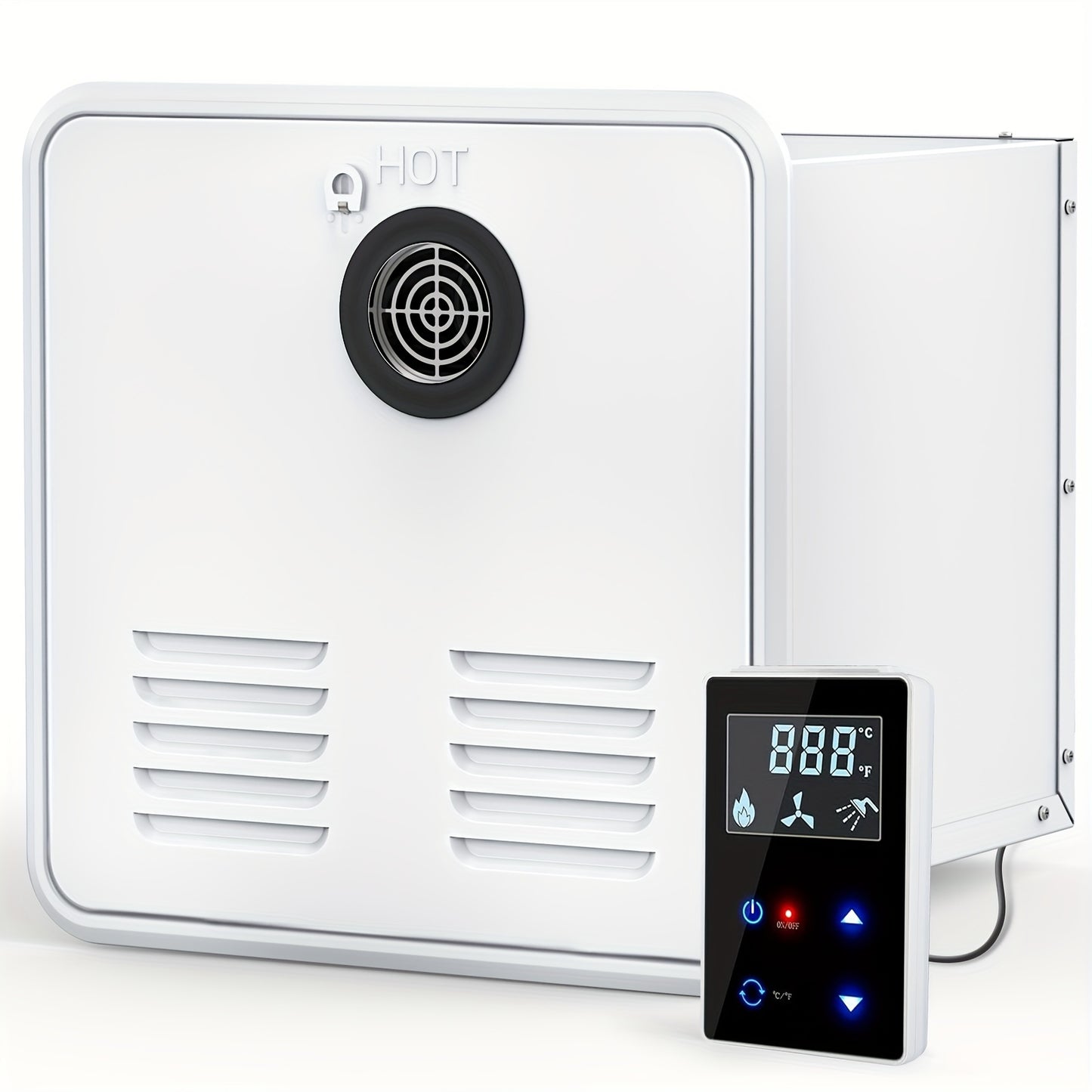 65, 000 BTU RV Tankless Water Heater, Upgraded RV Water Heater With White Door And Remote Controller, 12V DC, On Demand Instant Hot Water Heater