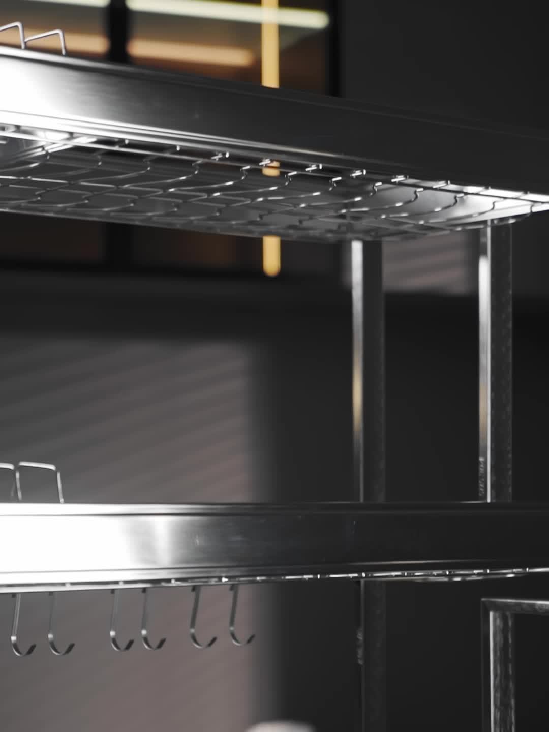 Telescopic 304 Stainless Steel Kitchen Sink Rack, Length Adjustable Cabinet Countertop Sink Dish Storage Rack