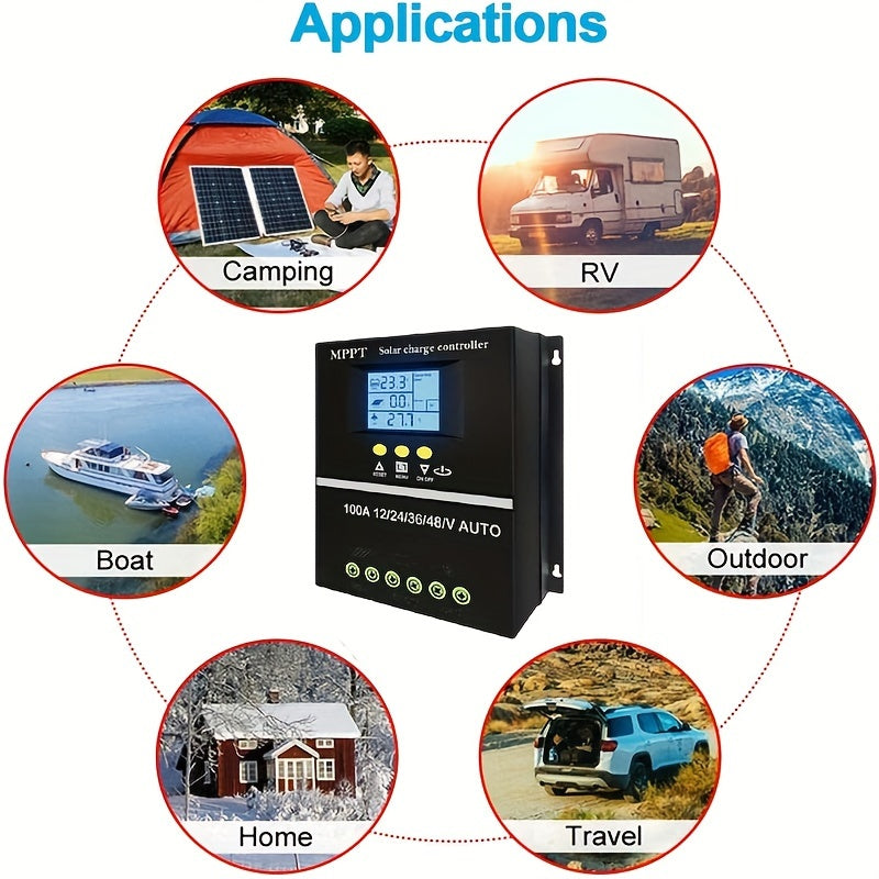 100A High-Efficiency Solar Charge Controller - LCD Display Dual USB Quick Charger For Lead Acid And Lithium Batteries