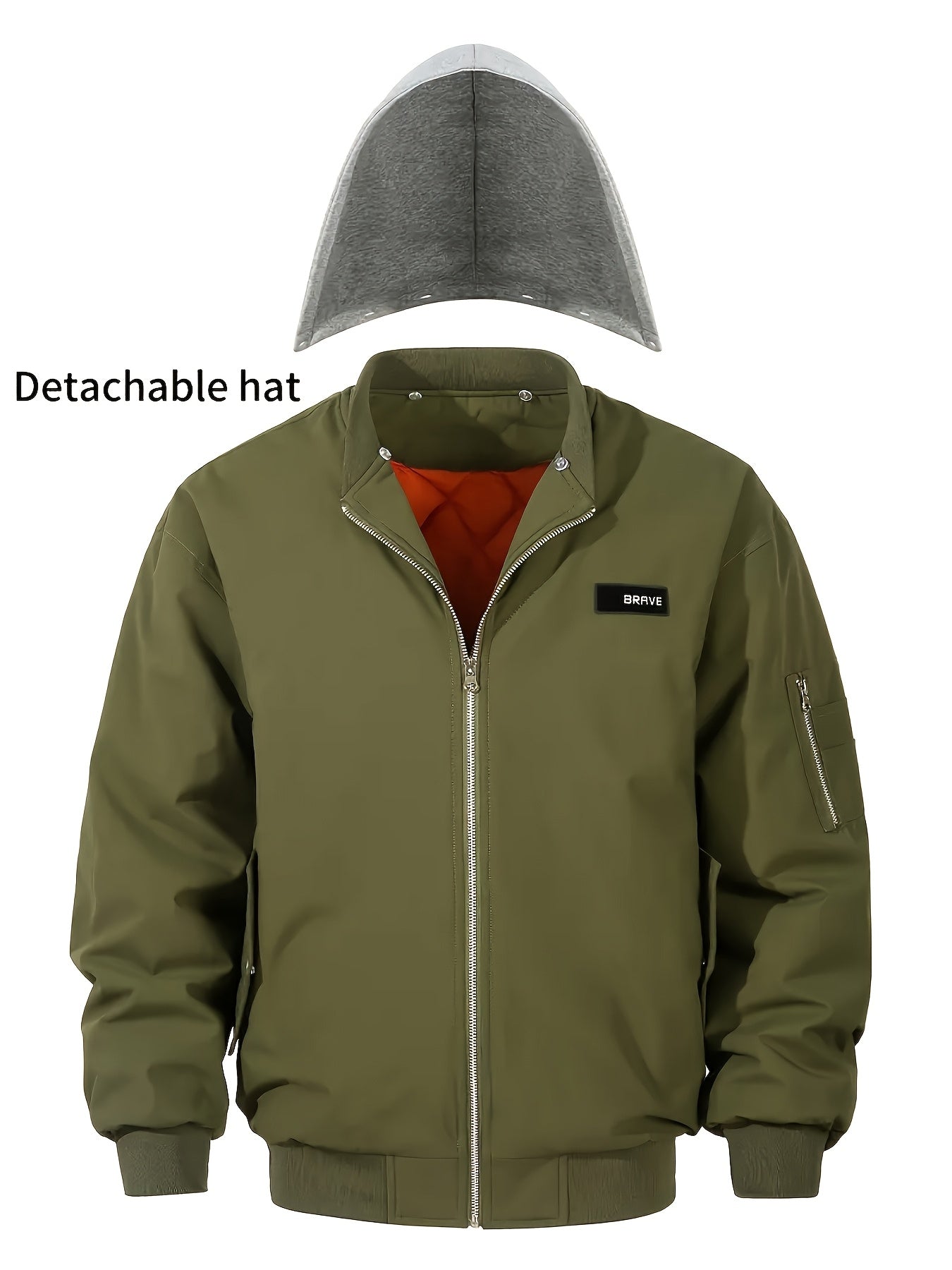 Men's Solid Color Windproof Soft Shell Jacket, Multi-pocket Design