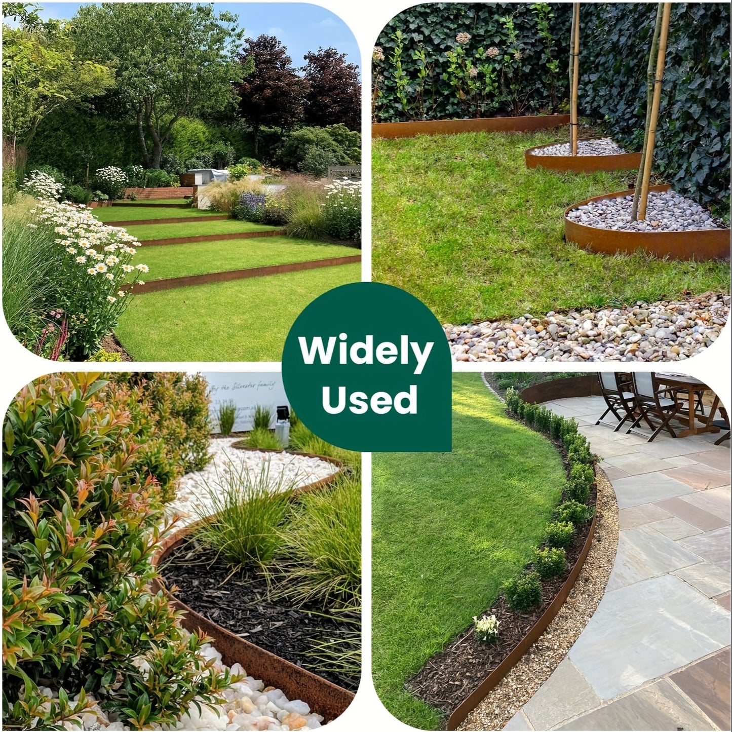 Steel Edging Steel Landscape Edging Garden Bed Metal Border Edge Rusted Rustic Patina 40 Inch Strips 5 Inch Depth, 6 Pcs