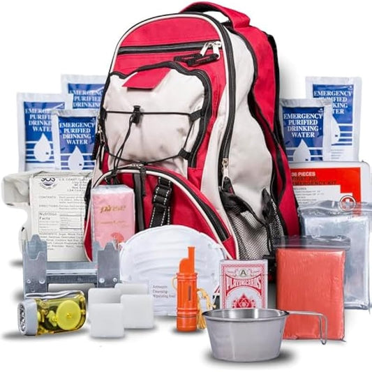 Blue Seventy-Two - Pro Series - Red Deluxe 72 Hour Emergency Backpack Survival Kit for 1 Person