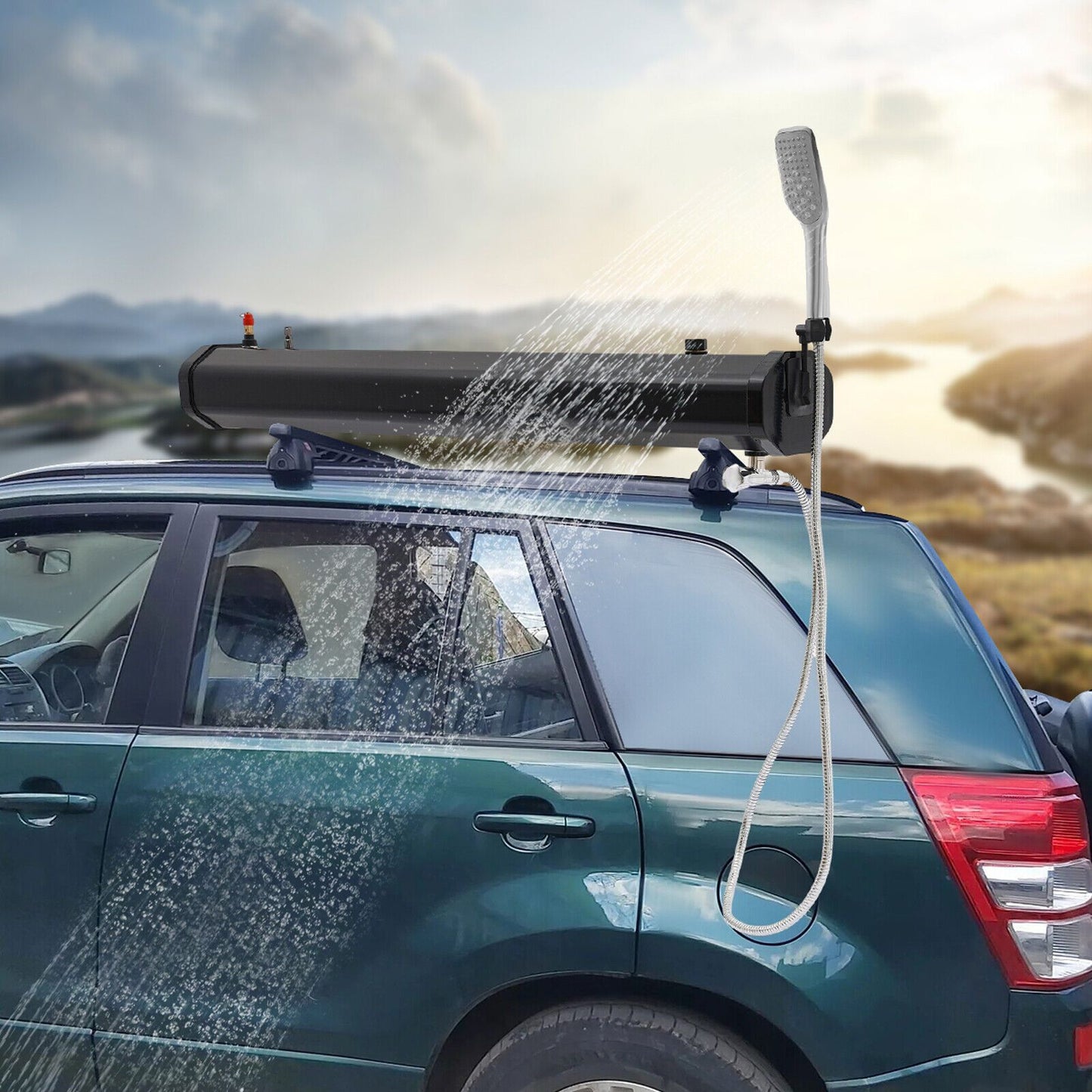 4.76gal Portable Camping Shower System - Durable PVC, Easy-Pressure 1.6bar- Ideal for Car Roof Rack