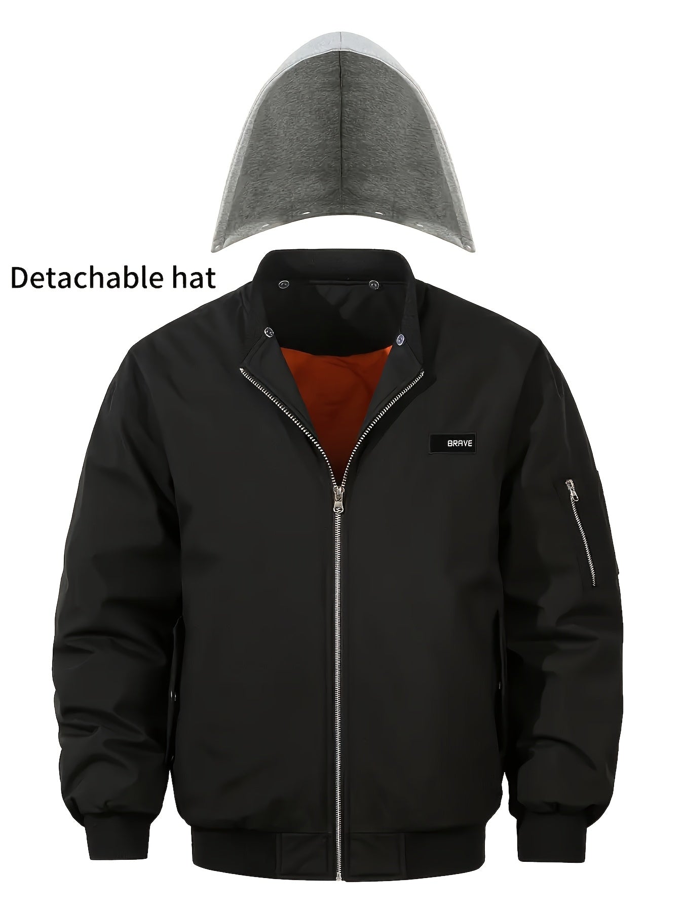 Men's Solid Color Windproof Soft Shell Jacket, Multi-pocket Design