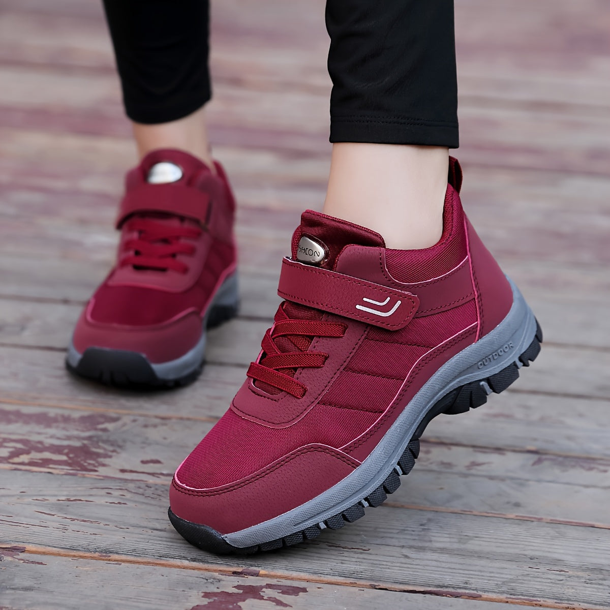 Women's All-Season Breathable Mesh Hiking Boots with Easy Hook-and-loop Fastener Strap