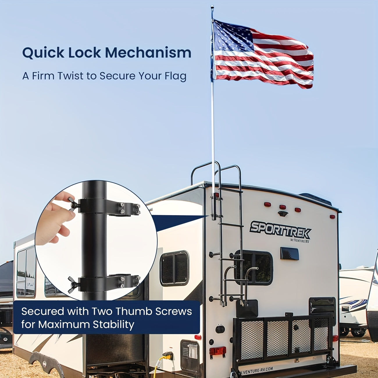 Heavy-Duty Aluminum RV Ladder Flagpole Holder