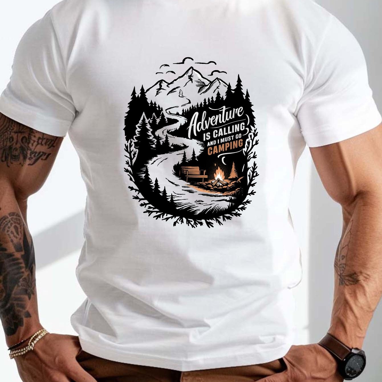 Big & Tall Men's Adventure Camping Graphic Tee - PLUS SIZE