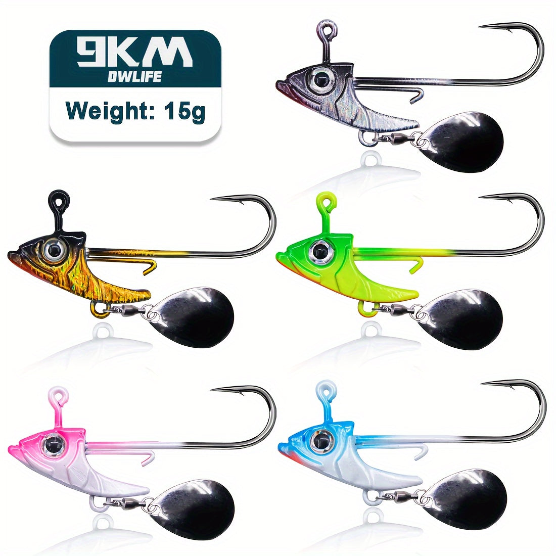 9KM 5/10pcs Fishing Jig Hooks, 7.5-15g Triangle Jig Head Barbed Fishing Hooks
