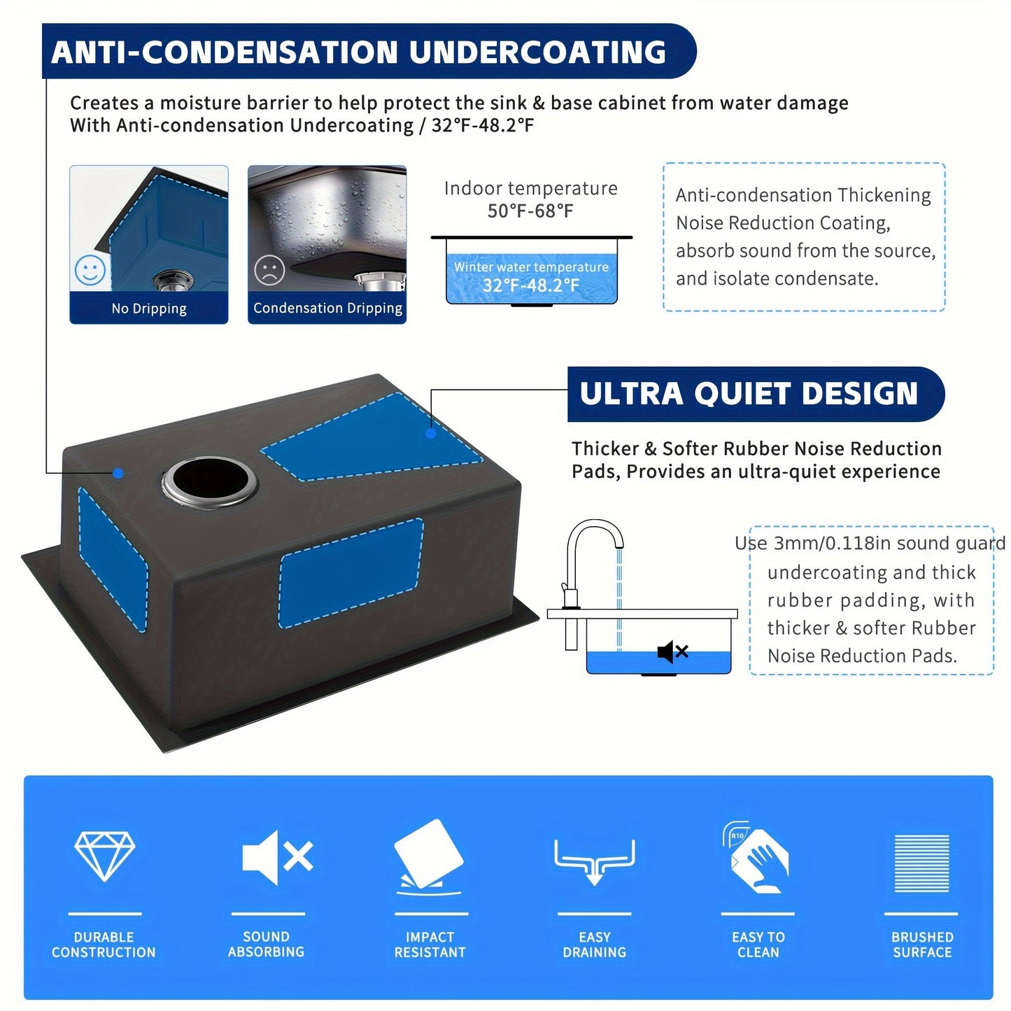 Elegant Single-Bowl Kitchen Sink - Sleek Brushed Finish, Drop-in Design for Easy Installation