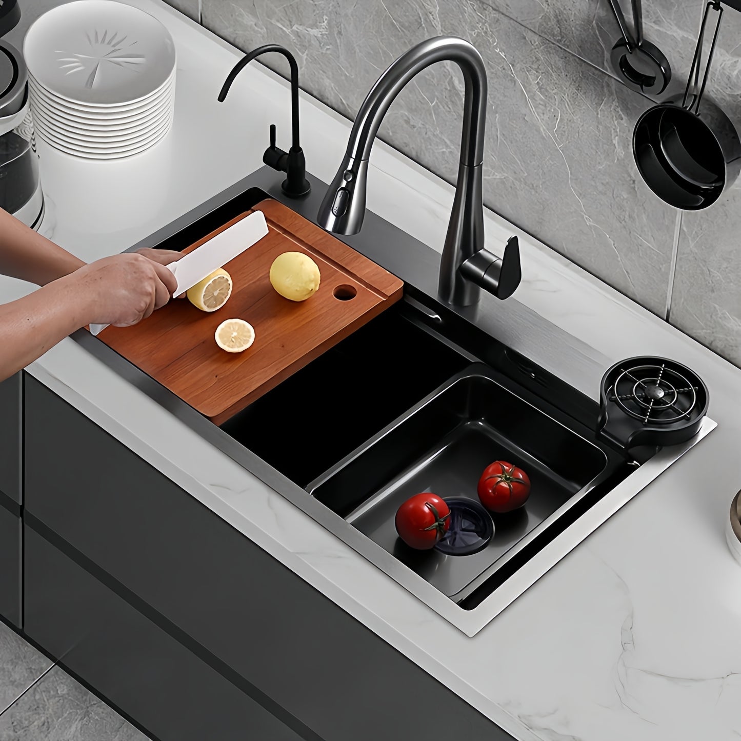 Large Sink, Equipped With Detachable Faucet, Advanced Drainage Filter And Accessories