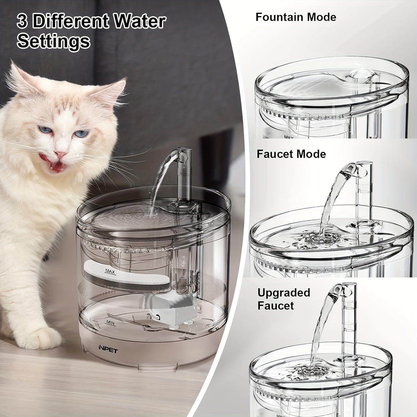 Cat And Dog Water Fountain1.5L Automatic Pet Drinking Fountain with Replacement Faucet Kit