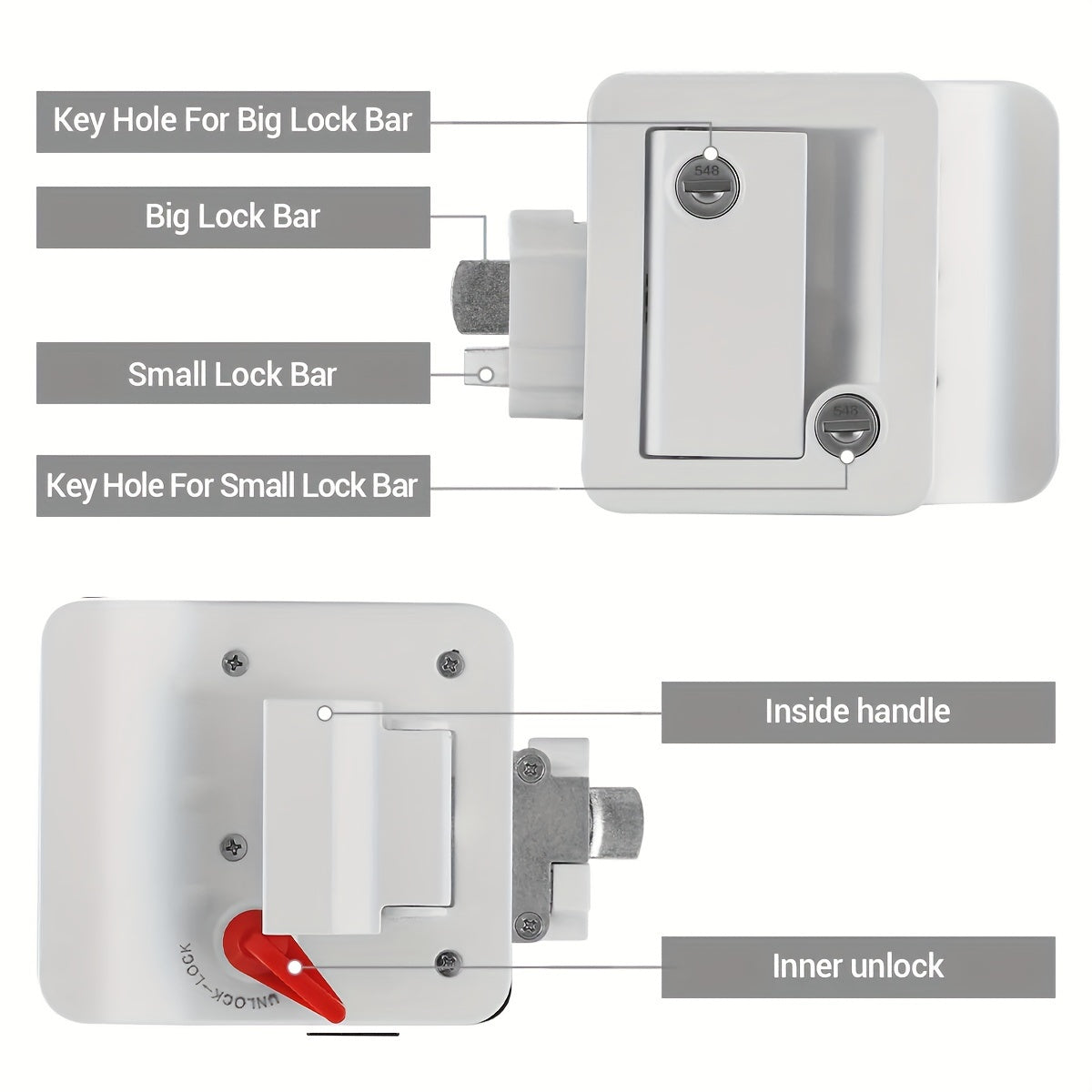 RV Door Lock Replacement Kit With Keys, Durable, Corrosion Resistant