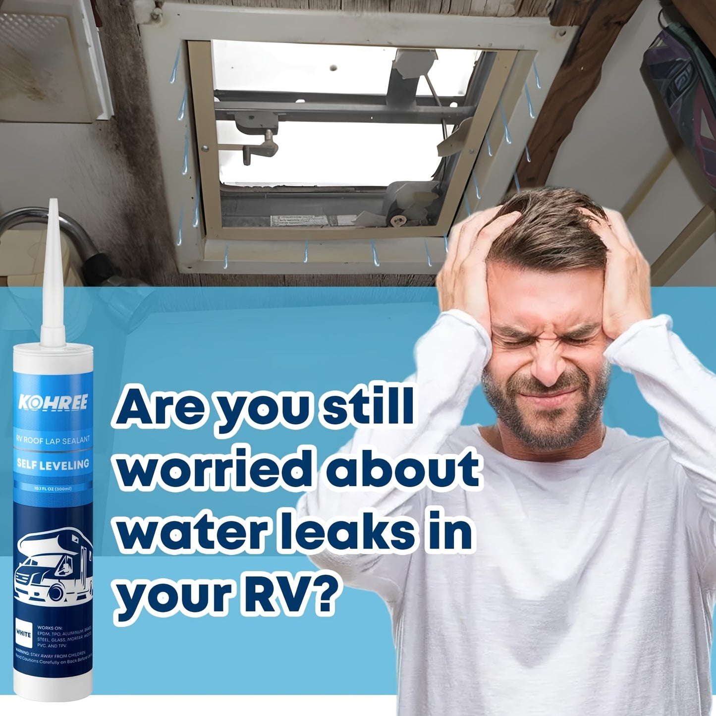 2/4pcs RV Roof Sealant, Self-Leveling Lap Sealant White, RV Caulking Sealant for RV Roofing