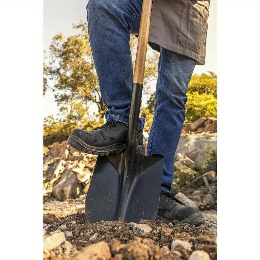 43 Inch Garden Shovel with Wooden Handle, Metal Round Head, Lightweight Hand Digging Tool