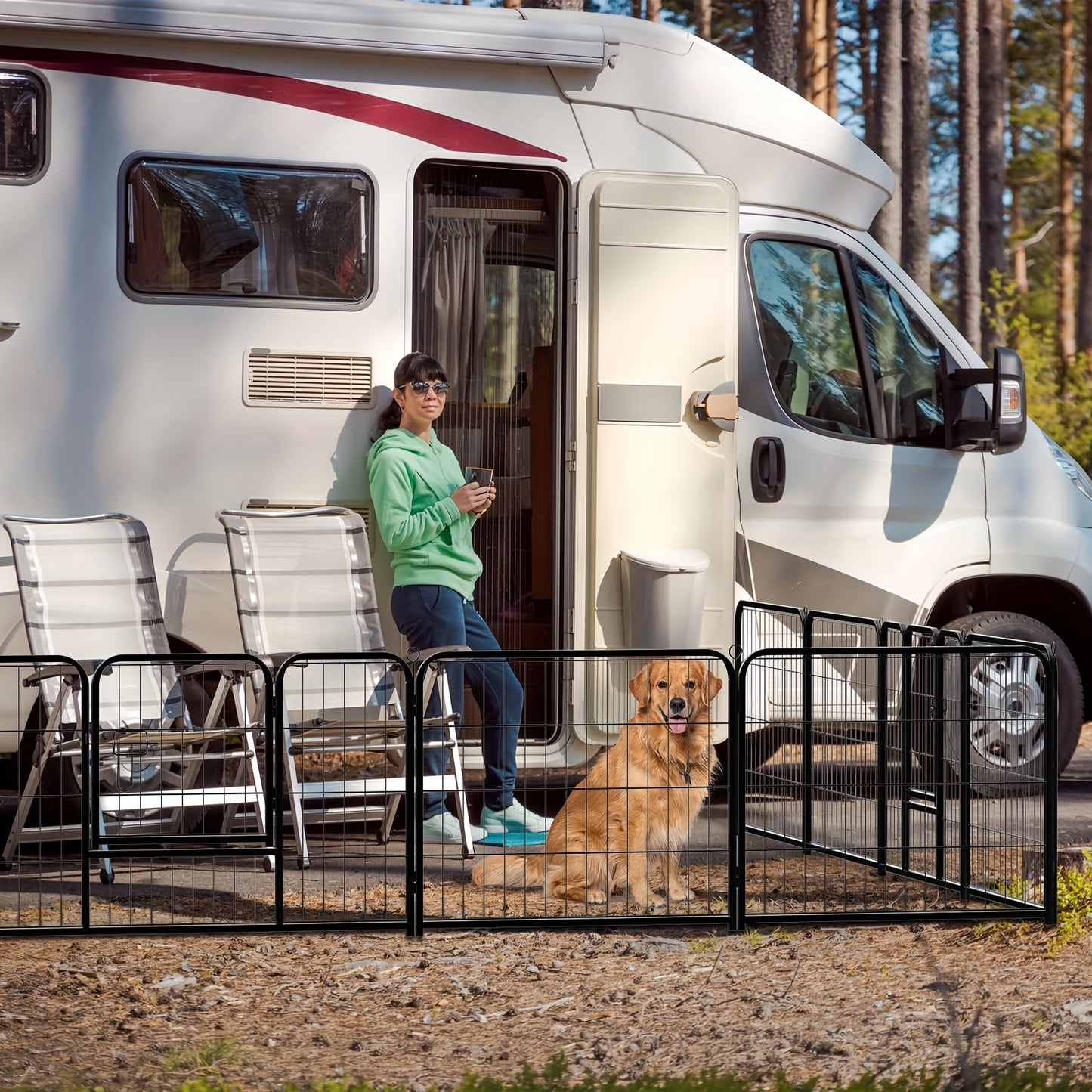 8/16 Panels Dog Playpen Fence for Indoor, Outdoor, Foldable & Portable 24 - 40 Inch Metal Dog Pen