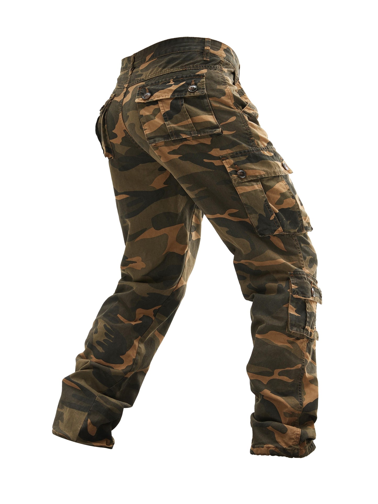 Plus Size Men's Cotton Washing Camouflage Printing Outdoor Eight Pocket Overalls