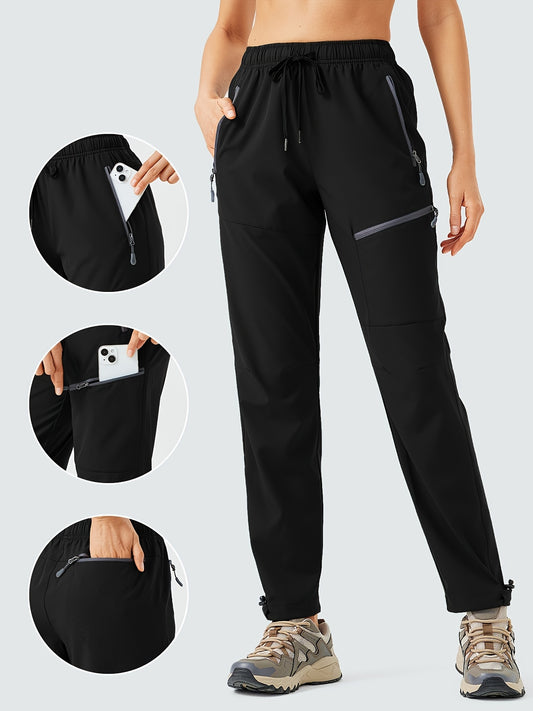 Plus Size Women's Cargo Pants, Lightweight, Quick Dry, Water Resistant,  Elastic Waist, Zipper Pockets