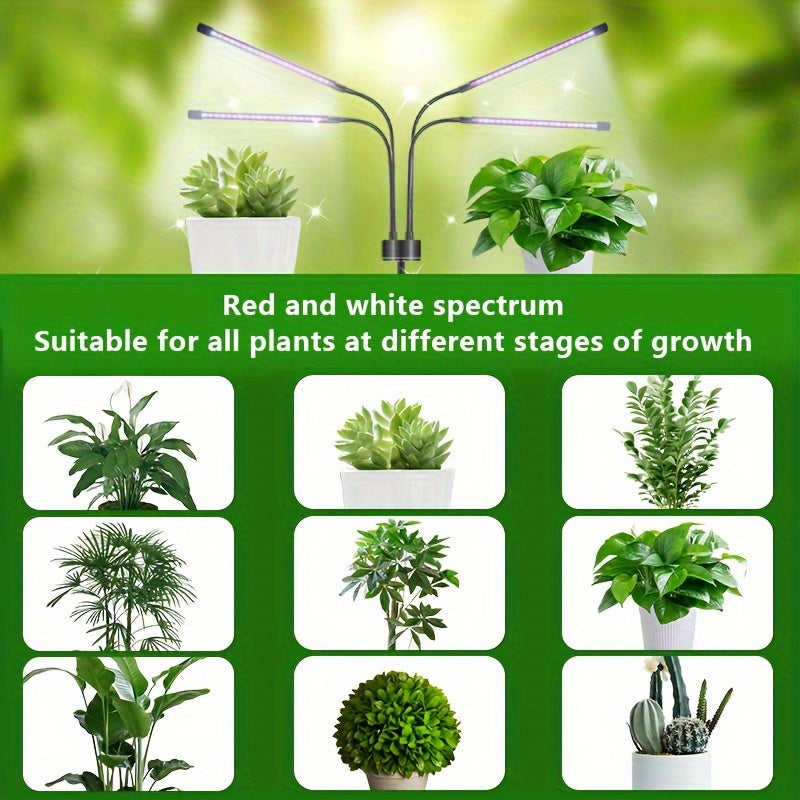 Growth Light Strip Bracket Suitable For Indoor Plants With Full Spectrum, 80 LED Plant Light Strip 63.5-160.0 Cm Adjustable Tripod, Dimmable Plant Growth Light Strip 4/8/12 Hour Timer