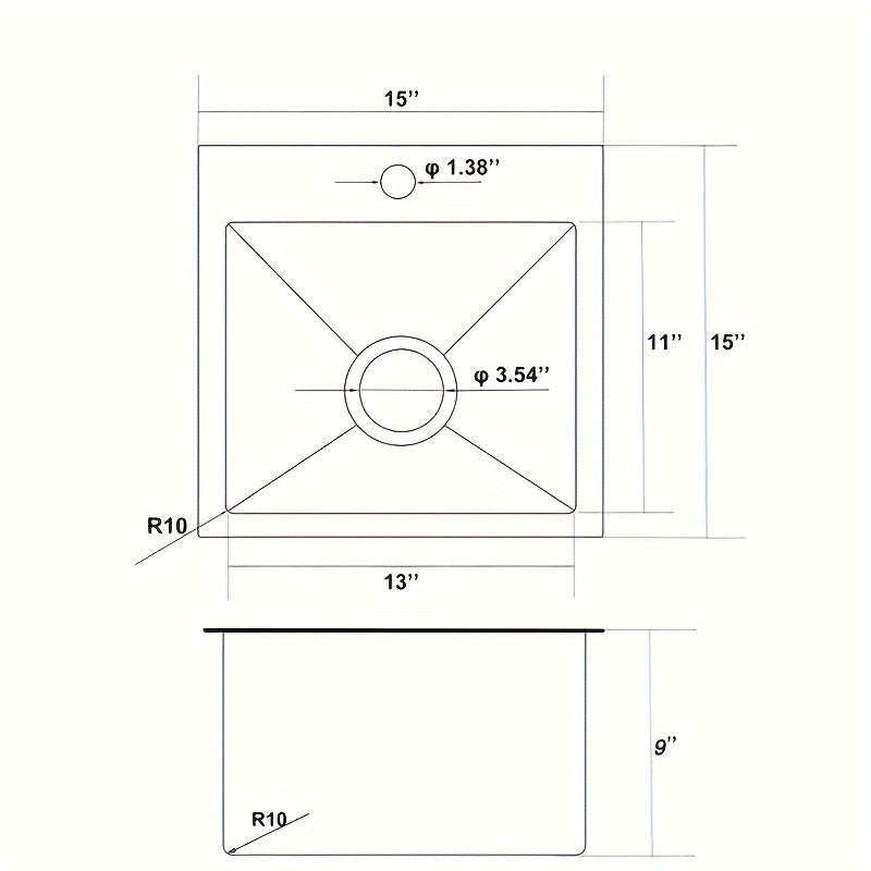 Drop In Small Bar Kitchen Sink, 15 X 15 Single Bowl Top mount RV Sink