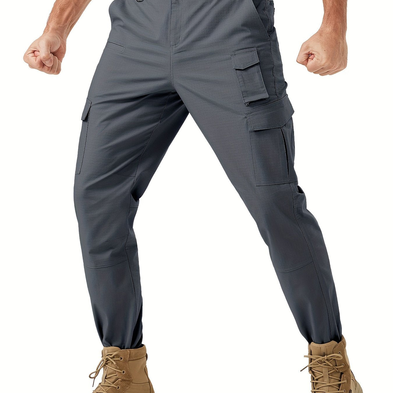 Plus Size Men's Tactical Hiking Pants With Carabiner Water Resistant Ripstop