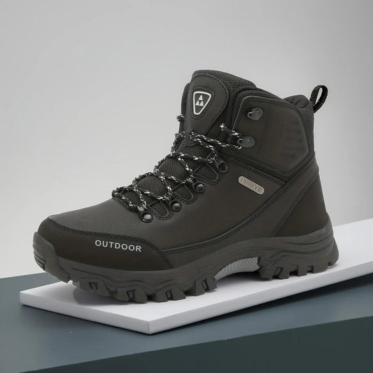 Men's All-Season High-Top Hiking Shoes/Flats - Heavy-Duty & Rubber Boots-like Design, Lace-Up Outdoor Trekking Sneakers for Camping, Mountain Climbing, Trail Shoes For Men, Mountain Shoes For Men, Hill Shoes For Men, Heavy Du