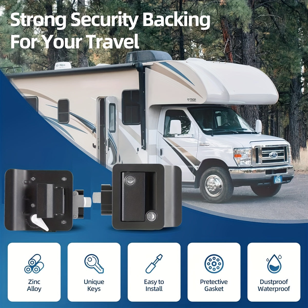 RV Door Lock Replacement Kit With Keys, Durable, Corrosion Resistant